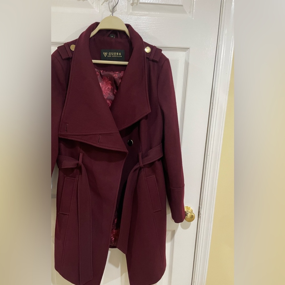Guess Burgundy Pea Coat
